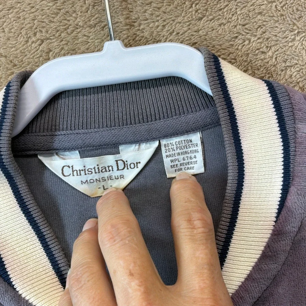 VTG Christian Dior Monsieur Velour Track Jacket Purple L Stains Fade READ